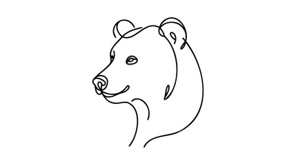 Continuous line going bear. Vector illustration on white background