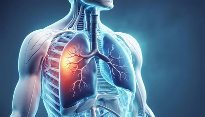 Foto op Plexiglas Illustration von erkrankten, schmerzbehafteten menschlichen Lungenflügeln © schiers_images
