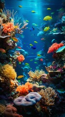 Fototapeta na wymiar Beautiful underwater coral reefs with fish. Exotic coral reef