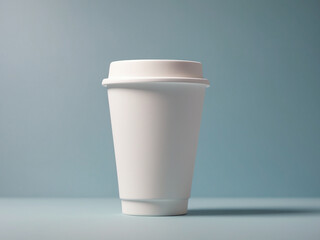 Mock up of paper coffee cup on plain white background