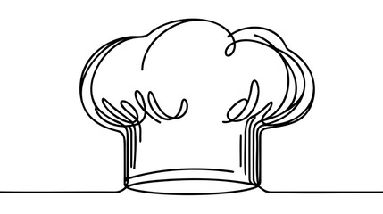 Chef hat vector one line continuous drawing illustration. Hand drawn linear silhouette.