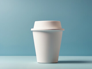 Mock up of paper coffee cup on plain white background
