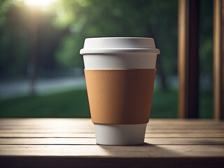 Mock up of paper coffee cup outdoor
