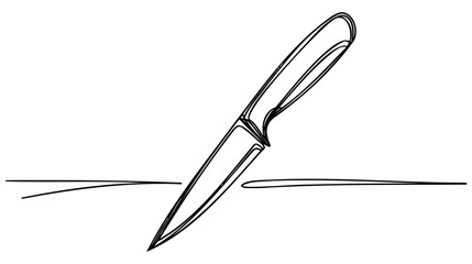 Kitchen knife one line continuous drawing. Kitchen tools continuous one line illustration.