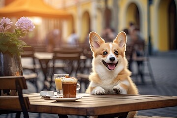 dog in a cafe