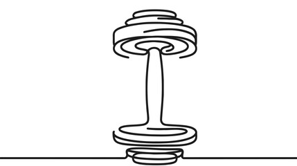 Single continuous line drawing dumbbells flat icon. Thin line signs for design logo, visit card.