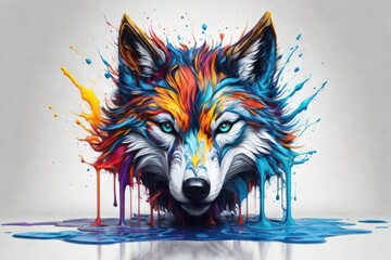 Splash art, a wolf head