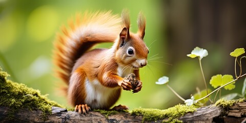 Naklejka na ściany i meble Squirrel in Serene Woodland Setting