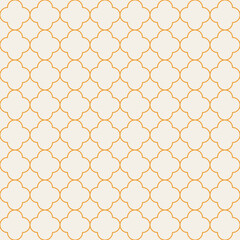 Arabic geometric mosaic printable seamless pattern with abstract Moroccan print in blue and orange colors. Ramadan Kareem Traditional Islamic art Illustration background