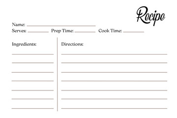 Blank Recipe Cards for Bridal Shower and Wedding, White blank paper greeting card