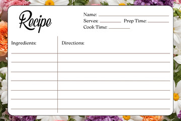 Blank Recipe Cards, White blank paper greeting card
