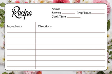 Blank Recipe Cards, White blank paper greeting card