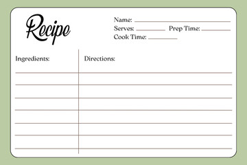 Blank Recipe Cards for Bridal Shower and Wedding, recipe card template, background colors