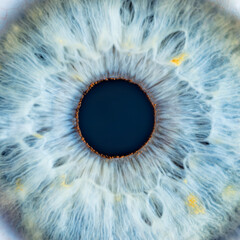 Male Blue Colored Eye With Long Lashes Close Up. Structural Anatomy. Human Iris Super Close Macro Detail.