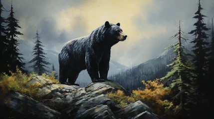 Keuken spatwand met foto Black Bear on Hill © beast