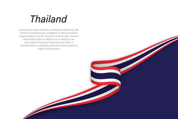 Obraz premium Wave flag of Thailand with copyspace background