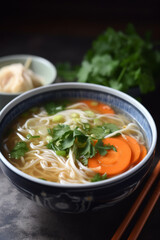 A bowl of noodle soup generative AI