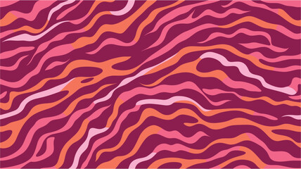 Concept of hallucinations and visions. African Style. Vector illustration. Geometric pattern with distortion, optical illusion. Zebra skin. 1970 Aesthetic textures with smooth waves. Seamless.