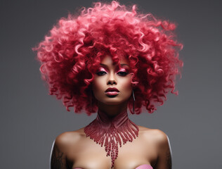 Fototapeta premium a woman with afro hair with red toy hairstyles