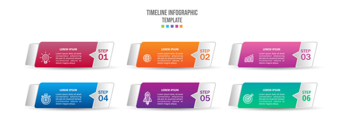 Infographics design template, Business concept with 6 steps or options, can be used for workflow layout, diagram, annual report, web design.