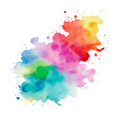 Colorful ink splashes on white, colorful watercolor splashes