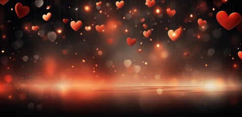 hearts falling over a dark colored background