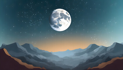 Naklejka na ściany i meble Celestial Tranquility - Moon Above the Clouds