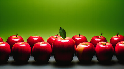 Grosse pomme rouge au milieu d'autres pommes plus petites