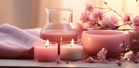 pink spa items on a table