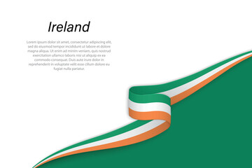 Wave flag of Ireland with copyspace background