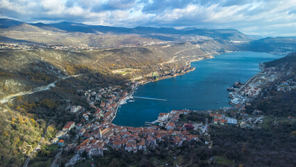 Fototapeta na wymiar Bakar, Rijeka, bay, aerial view, Croatia