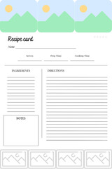 Blank Recipe Book Printable Template for Bridal Shower and Wedding, v10