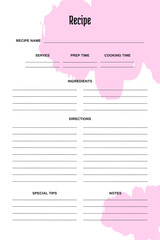 Blank Recipe Book Printable Template custom background with colors