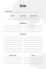 Blank Recipe Book Printable Template, colorful background v2