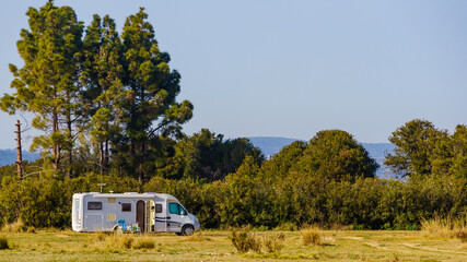 Camper camping on spanish coast
