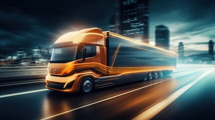 Electric truck concept in motion blur
