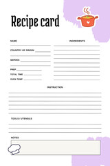 White blank paper blank recipe book printable template, v1