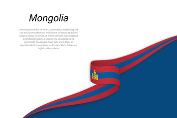 Wave flag of Mongolia with copyspace background