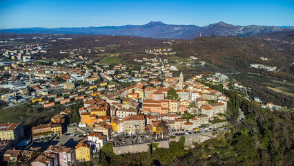 Fototapeta premium Labin, Istria, aerial view, old city, Croatia