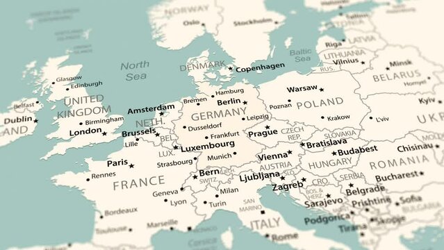 Germany on the world map. Smooth map rotation. 4K animation.