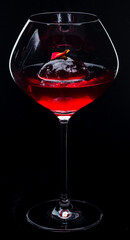 Manhattan cocktail made from bourbon, red vermouth and bitters, alcohol in a glass.