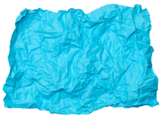Crumpled blue sheet of paper on a white isolated background