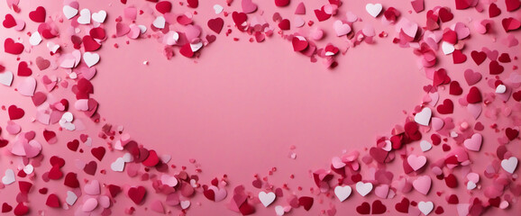 Pink Paper Hearts Confetti Overlay - for valentines day, marriage, love topics