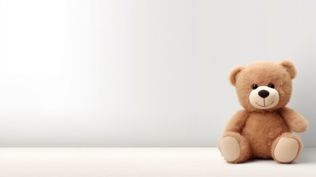 3D Render of Adorable Teddy Bear Cartoon Character with Spacious Blank Background for Text