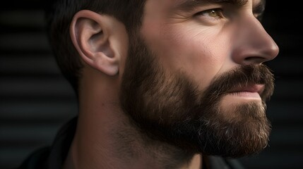 Obraz premium Modern Masculine Beard Detail, detailed, close-up, man's jawline, texture