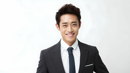Charismatic Asian Businessman Smile, close-up, young Asian businessman, suit, warm smile