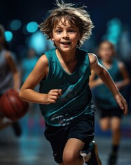 Kids love sports. An active lifestyle is the key to health. A healthy lifestyle from an early age, an active child. Physical activity, exercise, strong body.