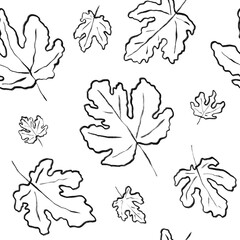 Hand drawn leaves seamless pattern - 695103964