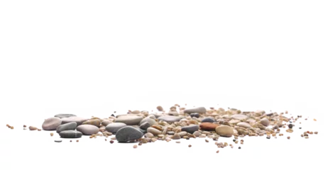 Foto op Plexiglas Sand pile scatter with small pebbles isolated on white background and texture, clipping path, side view © dule964