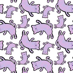 Halloween animals seamless cats pattern for wrapping paper and fabrics and linens and kids clothes print